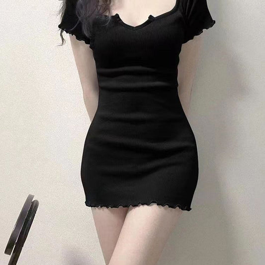 V-neck Short-sleeved T-shirt Dress Women's Summer